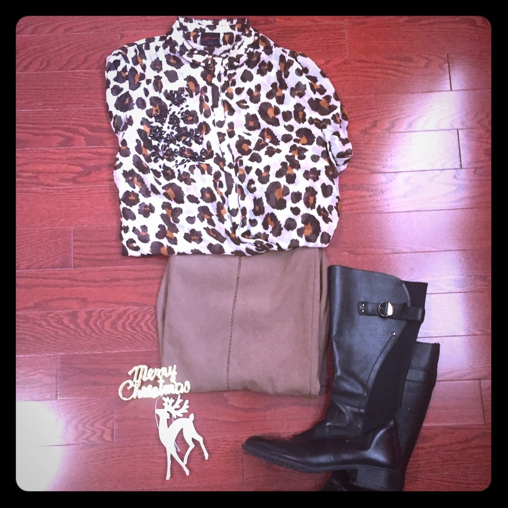 BHS Faux Suede Midi Skirt